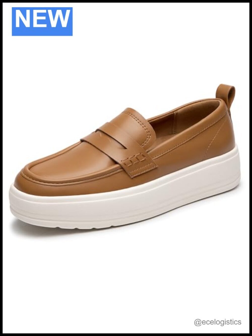 Women's Platform Loafers Slip On Casual Work Shoes Cushioned Insole PU Leather